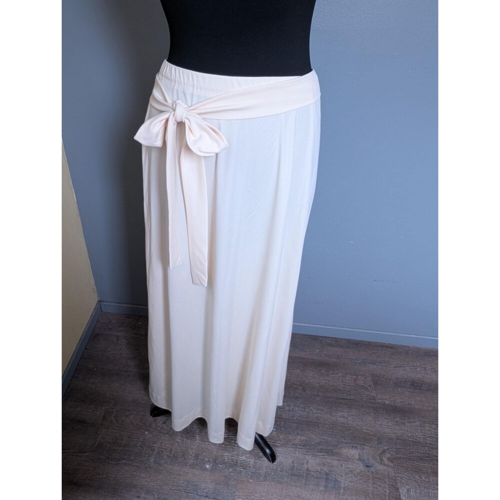 70s Cream Maxi Skirt; Vintage Lightweight Polyester Long Skirt